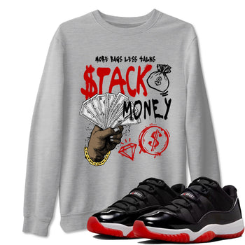 11s Bred shirts to match jordans Stack Money sneaker match tees Air Jordan 11 Retro Bred match shoes to clothes SNRT Sneaker Tees unisex cotton Heather Grey 1 shirts