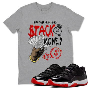 11s Bred shirts to match jordans Stack Money sneaker match tees Air Jordan 11 Retro Bred match shoes to clothes SNRT Sneaker Tees unisex cotton Heather Grey 1 shirts