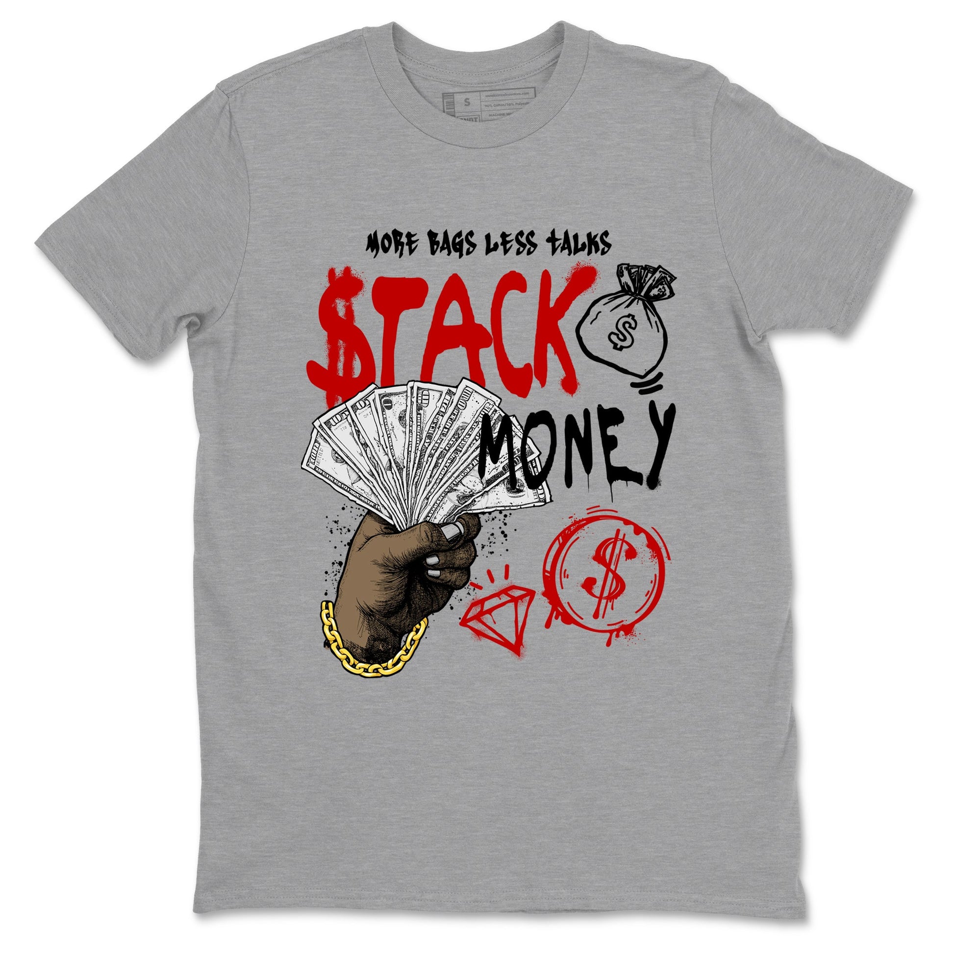 11s Bred shirts to match jordans Stack Money sneaker match tees Air Jordan 11 Retro Bred match shoes to clothes SNRT Sneaker Tees unisex cotton Heather Grey 2 shirts