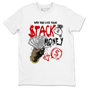 11s Bred shirts to match jordans Stack Money sneaker match tees Air Jordan 11 Retro Bred match shoes to clothes SNRT Sneaker Tees unisex cotton White 2 shirts