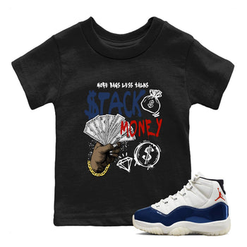 Sneaker match tees – Sneaker Tees To Match Air Jordan 11 Rare Air Shoes – Stack Money Kids T-Shirt Black 1