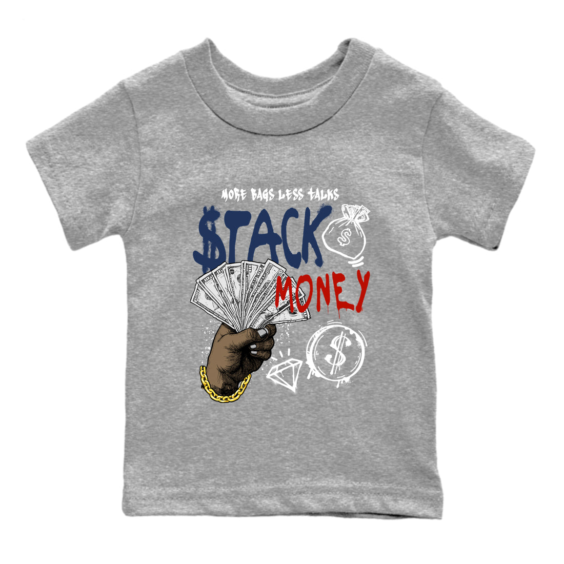 Sneaker match tees – Sneaker Tees To Match Air Jordan 11 Rare Air Shoes – Stack Money Kids T-Shirt Heather Grey 2