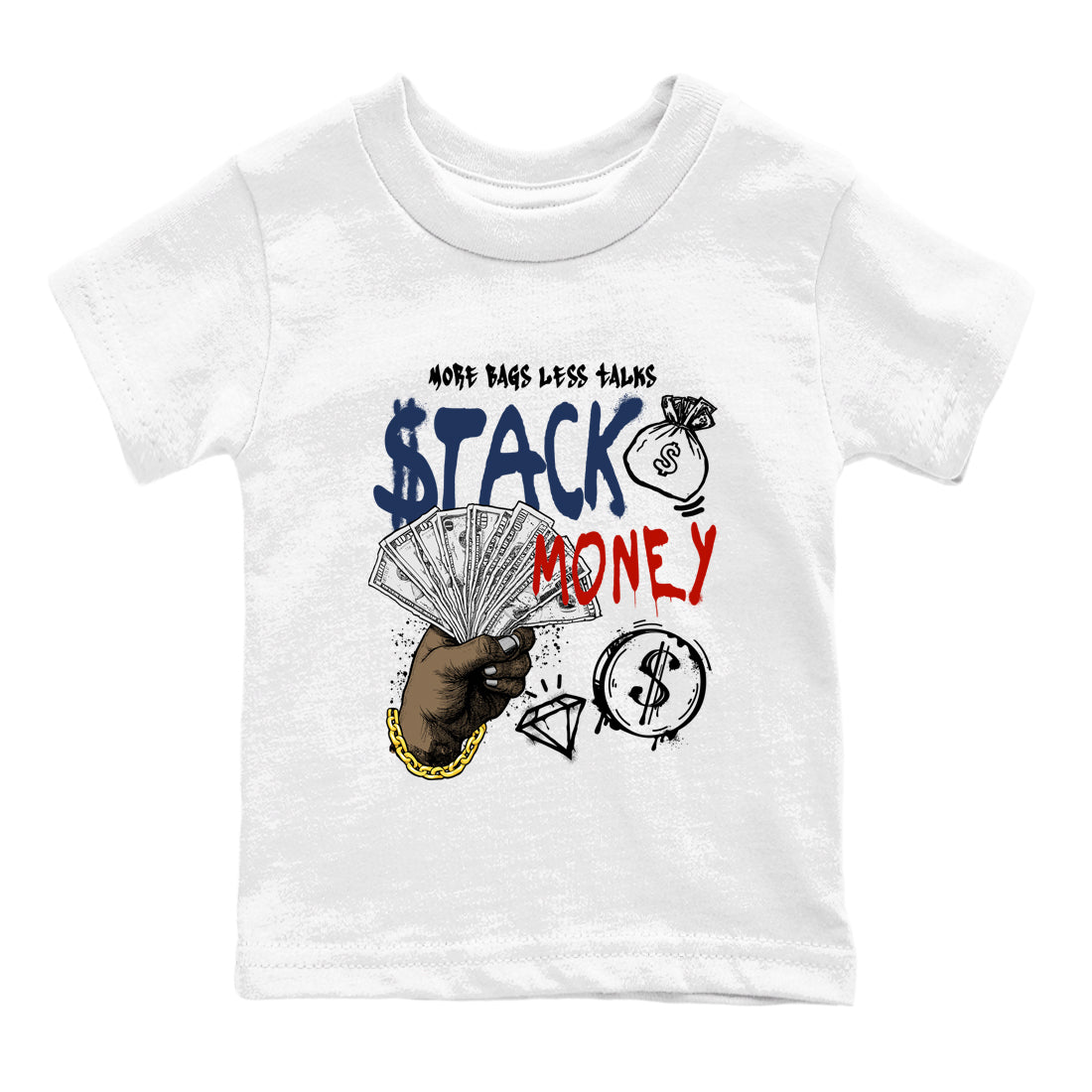 Sneaker match tees – Sneaker Tees To Match Air Jordan 11 Rare Air Shoes – Stack Money Kids T-Shirt White 2
