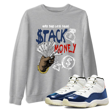 Sneaker match tees – Sneaker Tees To Match Air Jordan 11 Rare Air Shoes – Stack Money Tee Heather Grey 1
