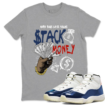 Sneaker match tees – Sneaker Tees To Match Air Jordan 11 Rare Air Shoes – Stack Money Tee Heather Grey 1