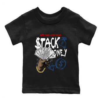 Sneaker match tees – Sneaker Tees To Match Air Jordan 12 French Blue Shoes – Stack Money Kids T-Shirt Black 2