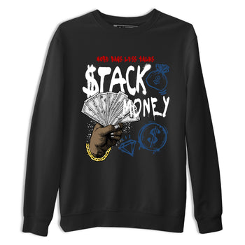 Sneaker match tees – Sneaker Tees To Match Air Jordan 12 French Blue Shoes – Stack Money Tee Black 2