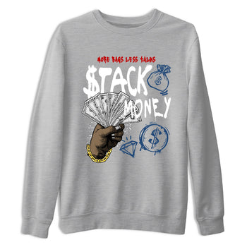 Sneaker match tees – Sneaker Tees To Match Air Jordan 12 French Blue Shoes – Stack Money Tee Heather Grey 2