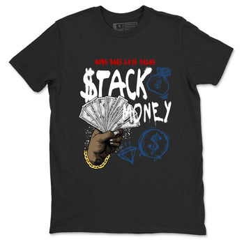 Sneaker match tees – Sneaker Tees To Match Air Jordan 12 French Blue Shoes – Stack Money Tee Black 2