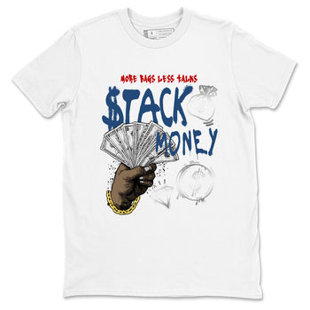 Sneaker match tees – Sneaker Tees To Match Air Jordan 12 French Blue Shoes – Stack Money Tee White 2