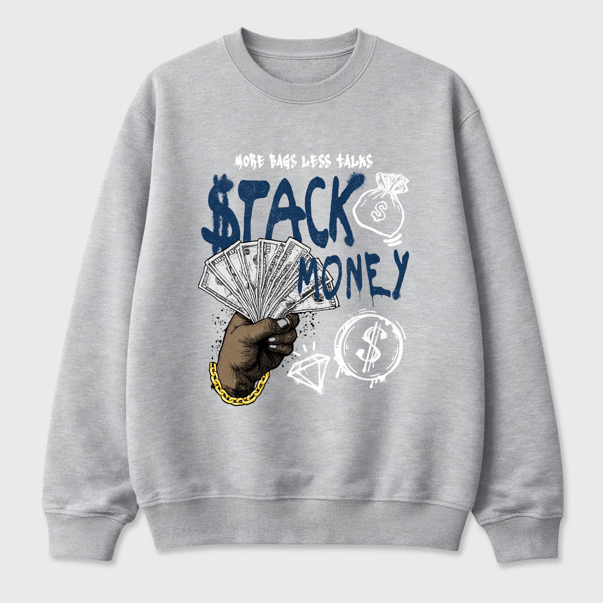 Stack Money Graphic T-Shirt featuring original streetwear artwork designed to match the Air Jordan 13 Flint. Heather Grey 2 Graphic Tee.