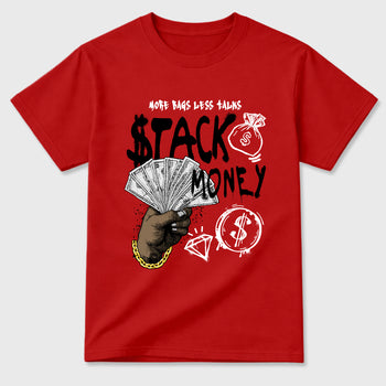 Sneaker match tees – Sneaker Tees To Match Air Jordan 13 University Red Shoes – Stack Money Tee Red 2