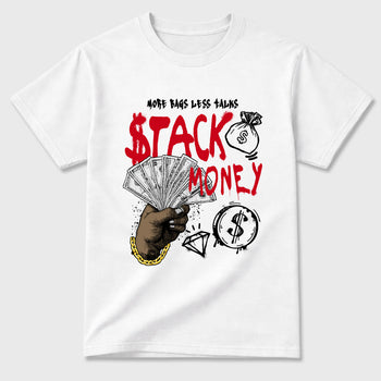 Sneaker match tees – Sneaker Tees To Match Air Jordan 13 University Red Shoes – Stack Money Tee White 2
