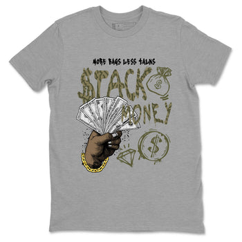 Sneaker Threads – Sneaker Tees To Match Air Jordan 3 Medium Olive – Stack Money Graphic Tee Heather Grey 2. Perfect for Jordan releases 2025 colorways.