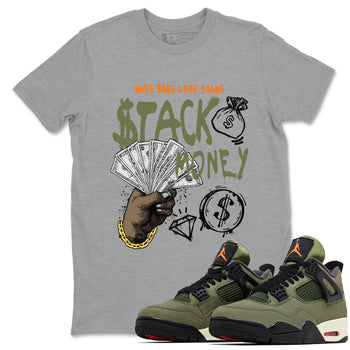Sneaker match tees – Sneaker Tees To Match Undefeated inspired colorways Air Jordan 4 OG Olive Shoes – Stack Money Tee Heather Grey 1