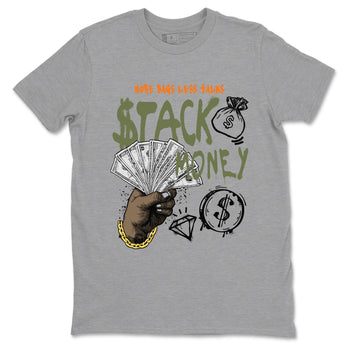 Sneaker match tees – Sneaker Tees To Match Undefeated inspired colorways Air Jordan 4 OG Olive Shoes – Stack Money Tee Heather Grey 2