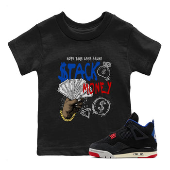 Sneaker match tees – Sneaker Tees To Match Air Jordan 4 Rare Air Shoes – Stack Money Kids T-Shirt Black 1