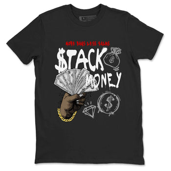 Stack Money sneaker match t-shirt styled to complete your fit with the Air Jordan 4 White Cement sneakers, shown in Black 2.