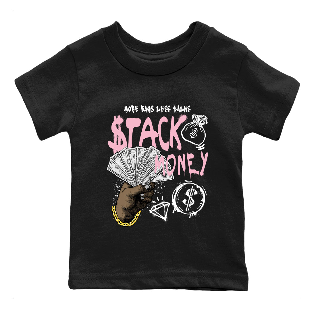 Sneaker match tees – Sneaker Tees To Match Air Jordan 5 35th Anniversary Shoes – Stack Money Kids T-Shirt Black 2
