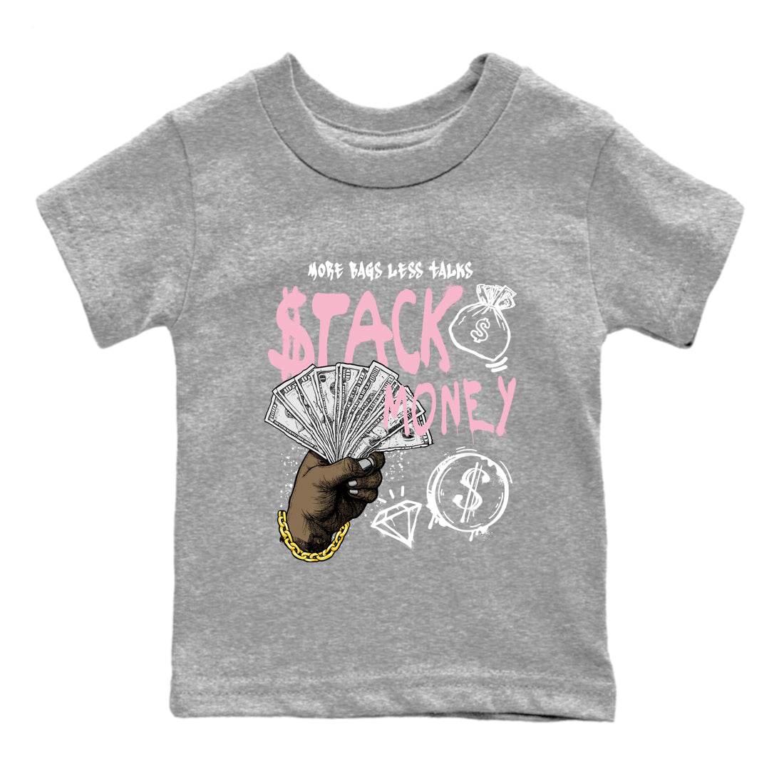 Sneaker match tees – Sneaker Tees To Match Air Jordan 5 35th Anniversary Shoes – Stack Money Kids T-Shirt Heather Grey 2