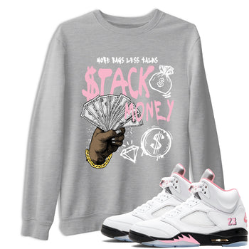 Sneaker match tees – Sneaker Tees To Match Air Jordan 5 35th Anniversary Shoes – Stack Money Tee Heather Grey 1