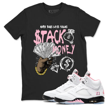 Sneaker match tees – Sneaker Tees To Match Air Jordan 5 35th Anniversary Shoes – Stack Money Tee Black 1