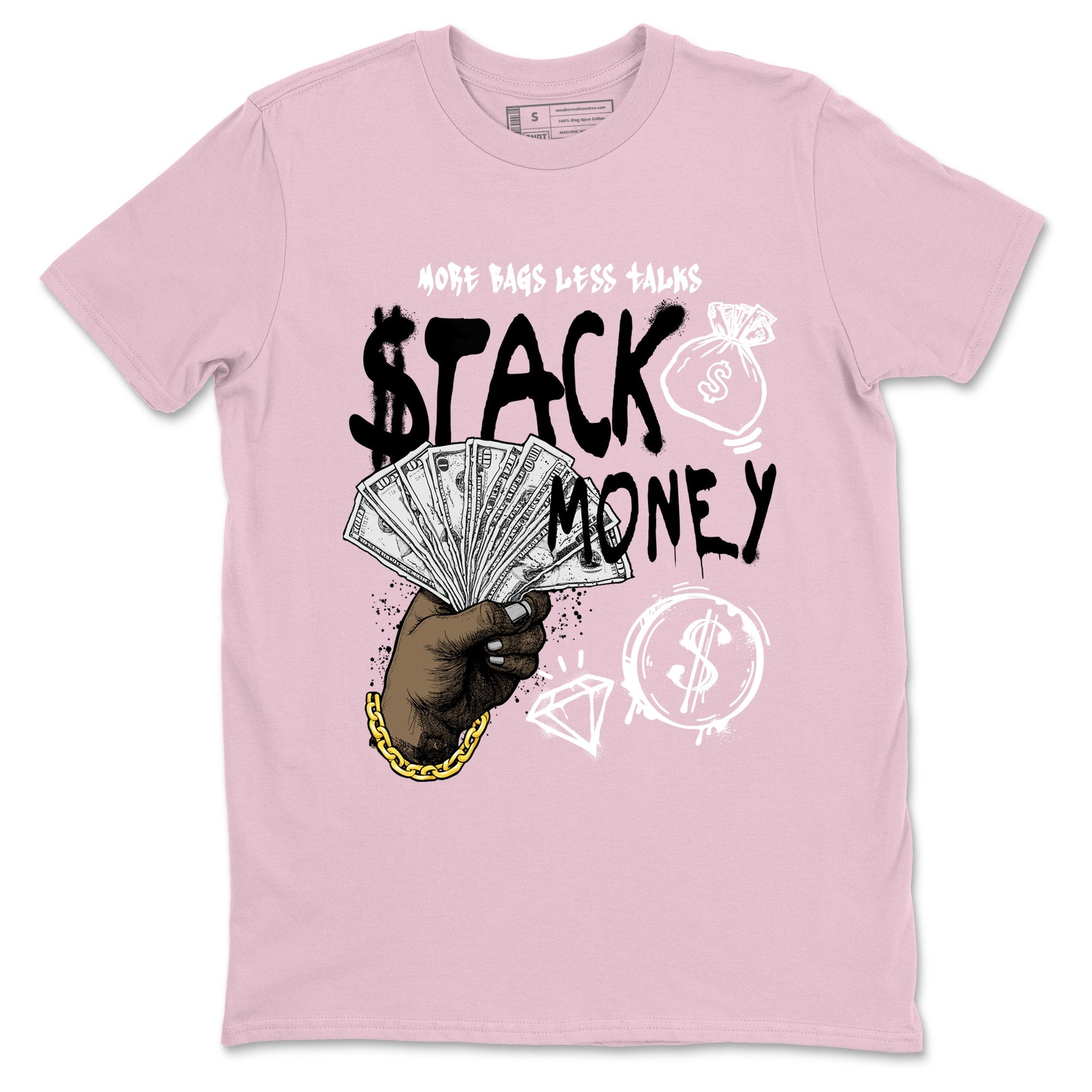 Sneaker match tees – Sneaker Tees To Match Air Jordan 5 35th Anniversary Shoes – Stack Money Tee Pink 2