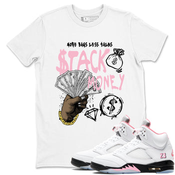 Sneaker match tees – Sneaker Tees To Match Air Jordan 5 35th Anniversary Shoes – Stack Money Tee White 1