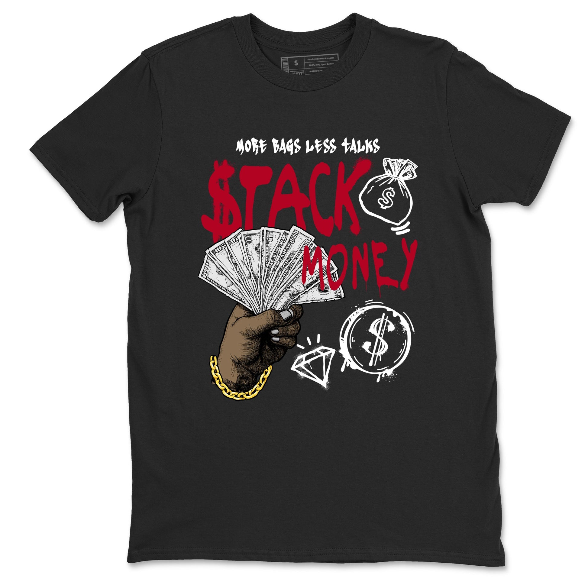Sneaker match tees – Sneaker Tees To Match Air Jordan 8 Bunny Shoes Air Jordan 8 White and True Red – Stack Money Tee Black 2