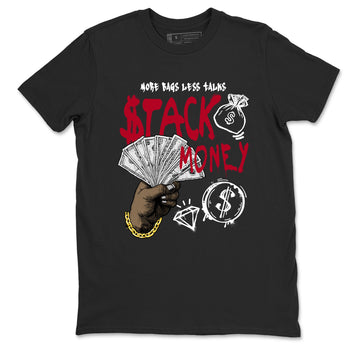 Sneaker match tees – Sneaker Tees To Match Air Jordan 8 Bunny Shoes Air Jordan 8 White and True Red – Stack Money Tee Black 2
