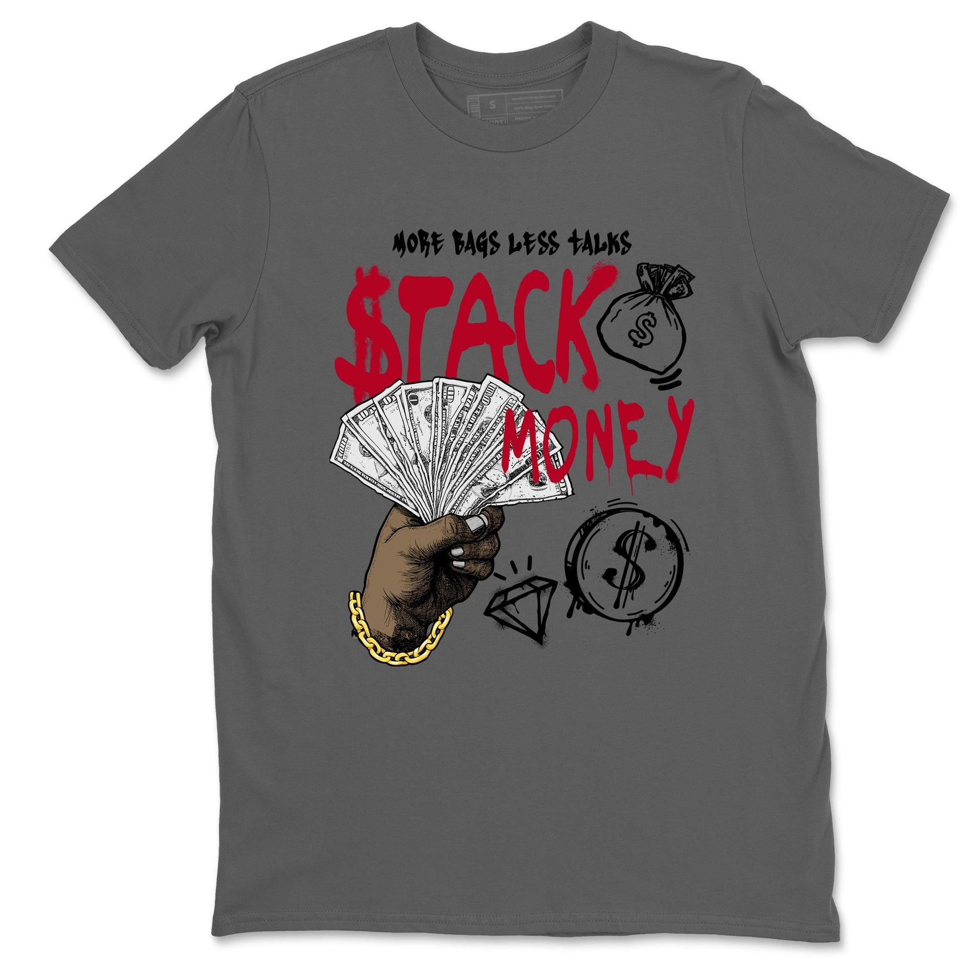 Sneaker match tees – Sneaker Tees To Match Air Jordan 8 Bunny Shoes Air Jordan 8 White and True Red – Stack Money Tee Cool Grey 2