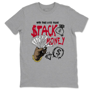 Sneaker match tees – Sneaker Tees To Match Air Jordan 8 Bunny Shoes Air Jordan 8 White and True Red – Stack Money Tee Heather Grey 2