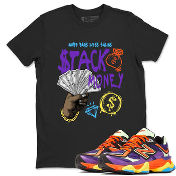 Sneaker Threads – Sneaker Tees To Match New Balance 9060 Prism Purple – Stack Money Graphic Tee Black 1. Perfect for Jordan releases 2025 colorways.