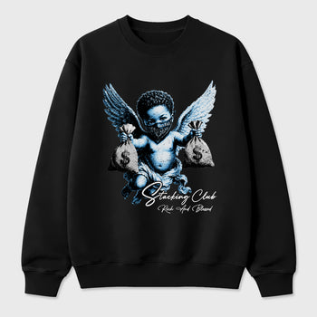 Stacking Club Graphic T-Shirt sneaker match tee designed for the Air Jordan 5 Black University Blue, featuring coordinated color options for a perfect streetwear match. Black 2 shirt.