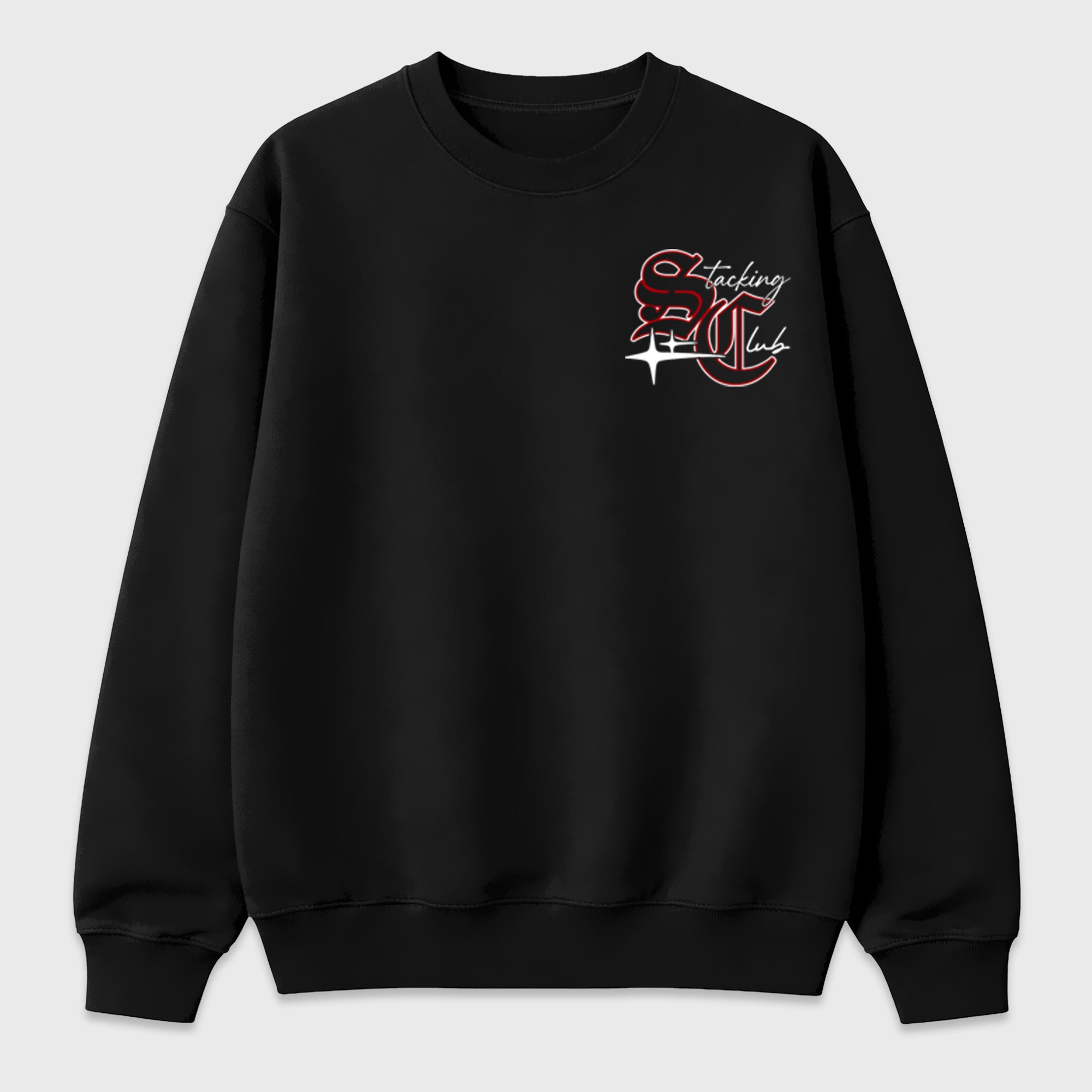 Stacking Club Star Black Graphic Sweatshirt - 3, a graphic streetwear sweatshirt inspired by Air Jordan 9 Retro "Space Jam" sneakers for an easy coordinated sneaker fit.