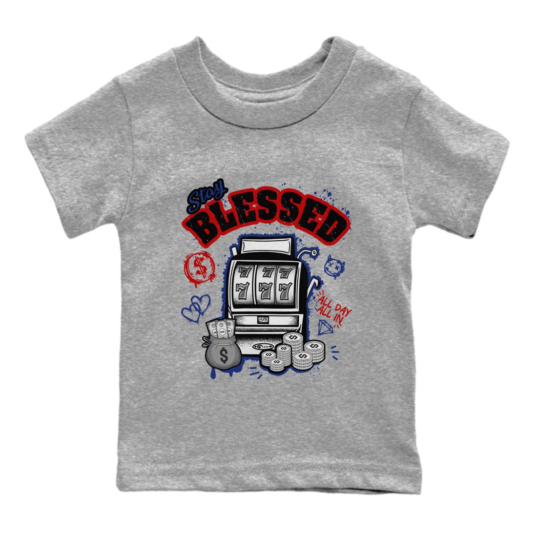 1s Rare Air shirts to match jordans Stay Blessed sneaker match tees Air Jordan 1 High OG Rare Air Deep Royal Blue match shoes to clothes SNRT Sneaker Tees Youth Baby Heather Grey 2 tee