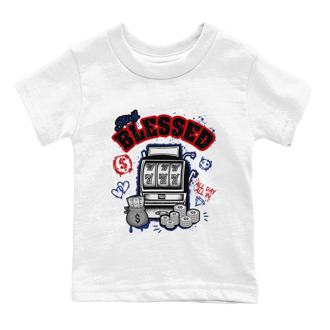 1s Rare Air shirts to match jordans Stay Blessed sneaker match tees Air Jordan 1 High OG Rare Air Deep Royal Blue match shoes to clothes SNRT Sneaker Tees Youth Baby White 2 tee