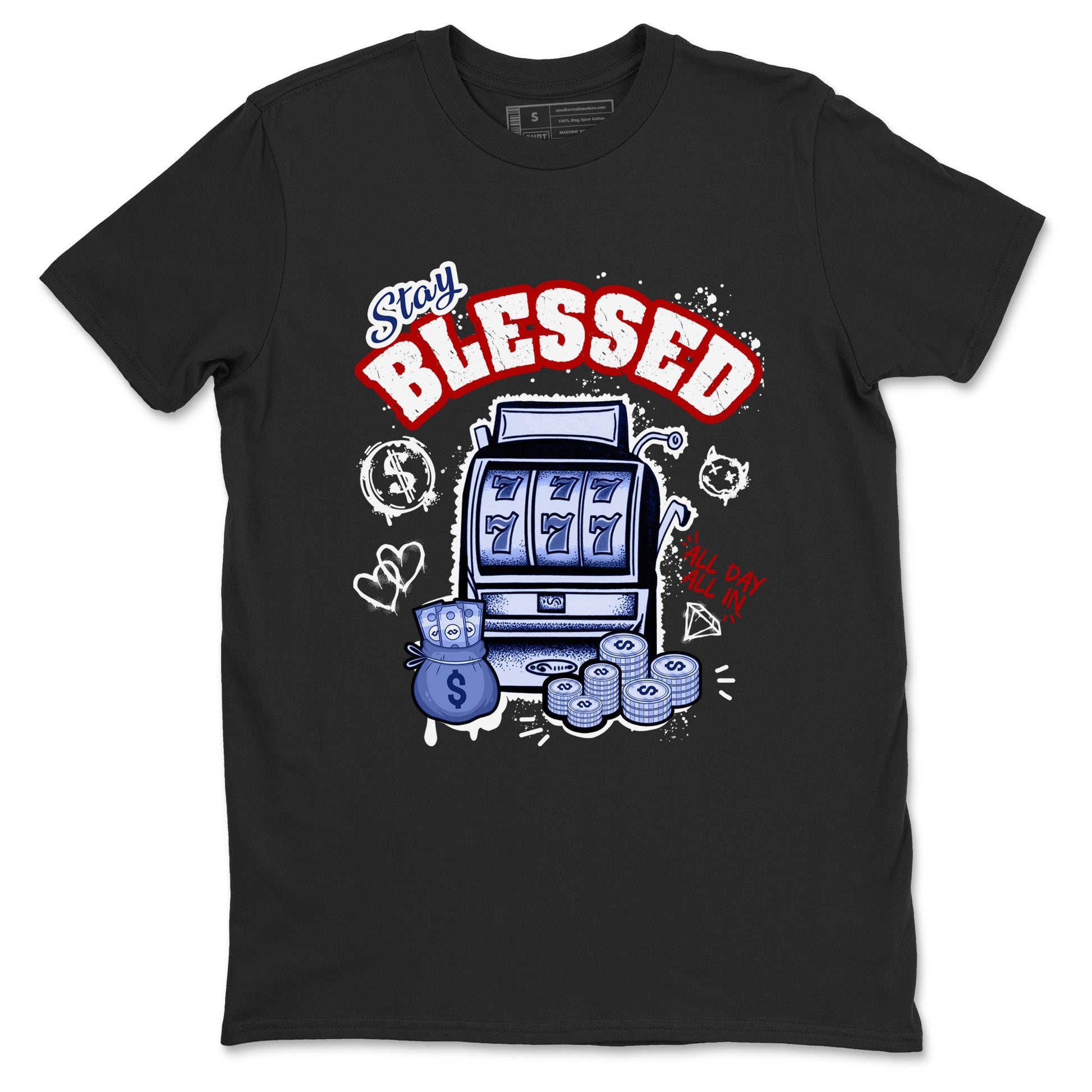 1s Rare Air shirts to match jordans Stay Blessed sneaker match tees Air Jordan 1 High OG Rare Air Deep Royal Blue match shoes to clothes SNRT Sneaker Tees unisex cotton Black 2 shirts