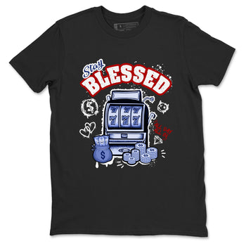 1s Rare Air shirts to match jordans Stay Blessed sneaker match tees Air Jordan 1 High OG Rare Air Deep Royal Blue match shoes to clothes SNRT Sneaker Tees unisex cotton Black 2 shirts