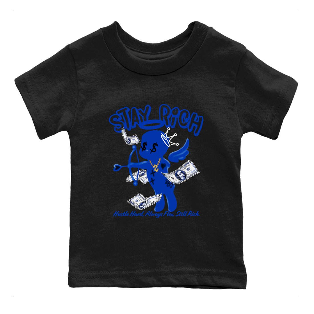 Air Foamposite One Royal shirts to match jordans Stay Rich sneaker match tees Foams One Royal match shoes to clothes SNRT Sneaker Tees Youth Baby Black 2 tee
