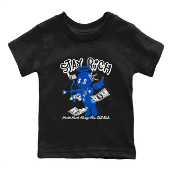 1s Game Royal shirts to match jordans Stay Rich sneaker match tees Air Jordan 1 Retro Low OG Game Royal match shoes to clothes SNRT Sneaker Tees Youth Baby Black 2 tee
