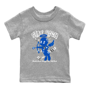 1s Game Royal shirts to match jordans Stay Rich sneaker match tees Air Jordan 1 Retro Low OG Game Royal match shoes to clothes SNRT Sneaker Tees Youth Baby Heather Grey 2 tee