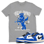 1s Game Royal shirts to match jordans Stay Rich sneaker match tees Air Jordan 1 Retro Low OG Game Royal match shoes to clothes SNRT Sneaker Tees unisex cotton Heather Grey 1 shirts