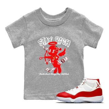 11s Cherry shirts to match jordans Stay Rich sneaker match tees Air Jordan 11 Retro Cherry match shoes to clothes SNRT Sneaker Tees Youth Baby Heather Grey 1 tee
