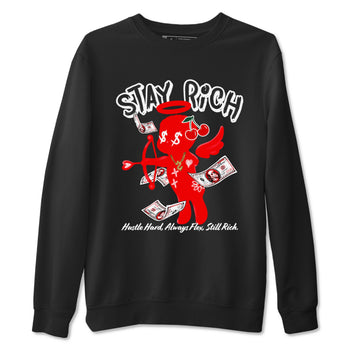 11s Cherry shirts to match jordans Stay Rich sneaker match tees Air Jordan 11 Retro Cherry match shoes to clothes SNRT Sneaker Tees unisex cotton Black 2 shirts