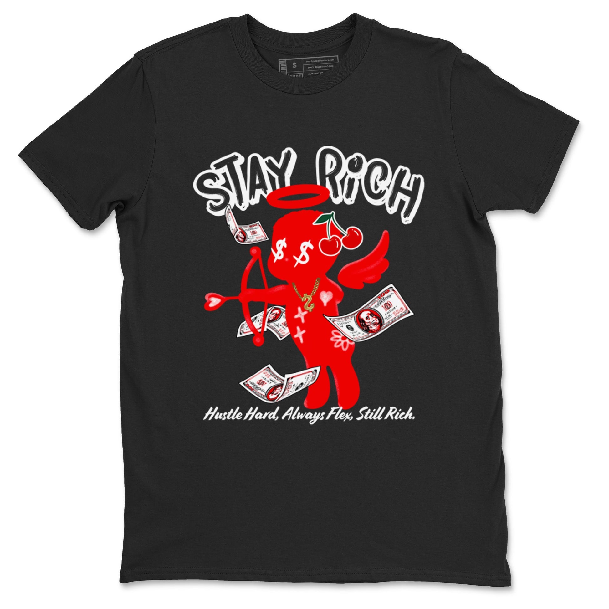 11s Cherry shirts to match jordans Stay Rich sneaker match tees Air Jordan 11 Retro Cherry match shoes to clothes SNRT Sneaker Tees unisex cotton Black 2 shirts