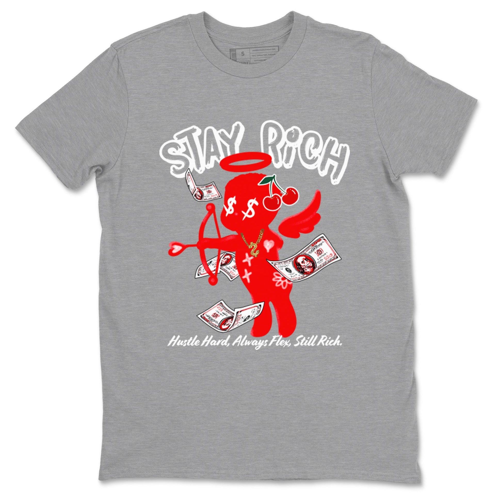 11s Cherry shirts to match jordans Stay Rich sneaker match tees Air Jordan 11 Retro Cherry match shoes to clothes SNRT Sneaker Tees unisex cotton Heather Grey 2 shirts