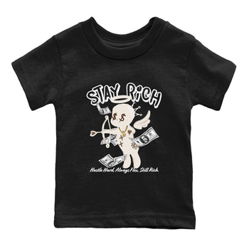 AJ12 Baroque Brown shirts to match jordans Stay Rich best t shirts to wear with jordans SoleFly x Jordan 12 Baroque Brown match shoes to clothes SNRT Sneaker Tees Youth Baby Black 2 tee