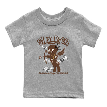 AJ12 Baroque Brown shirts to match jordans Stay Rich best t shirts to wear with jordans SoleFly x Jordan 12 Baroque Brown match shoes to clothes SNRT Sneaker Tees Youth Baby Heather Grey 2 tee