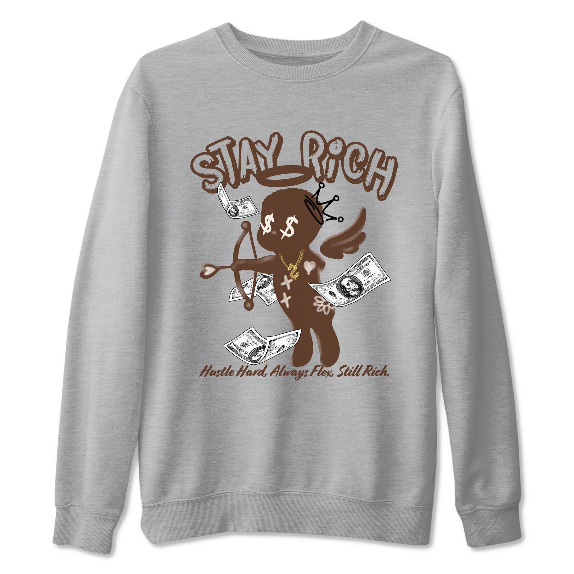 AJ12 Baroque Brown shirts to match jordans Stay Rich best t shirts to wear with jordans SoleFly x Jordan 12 Baroque Brown match shoes to clothes SNRT Sneaker Tees unisex cotton Heather Grey 2 shirts
